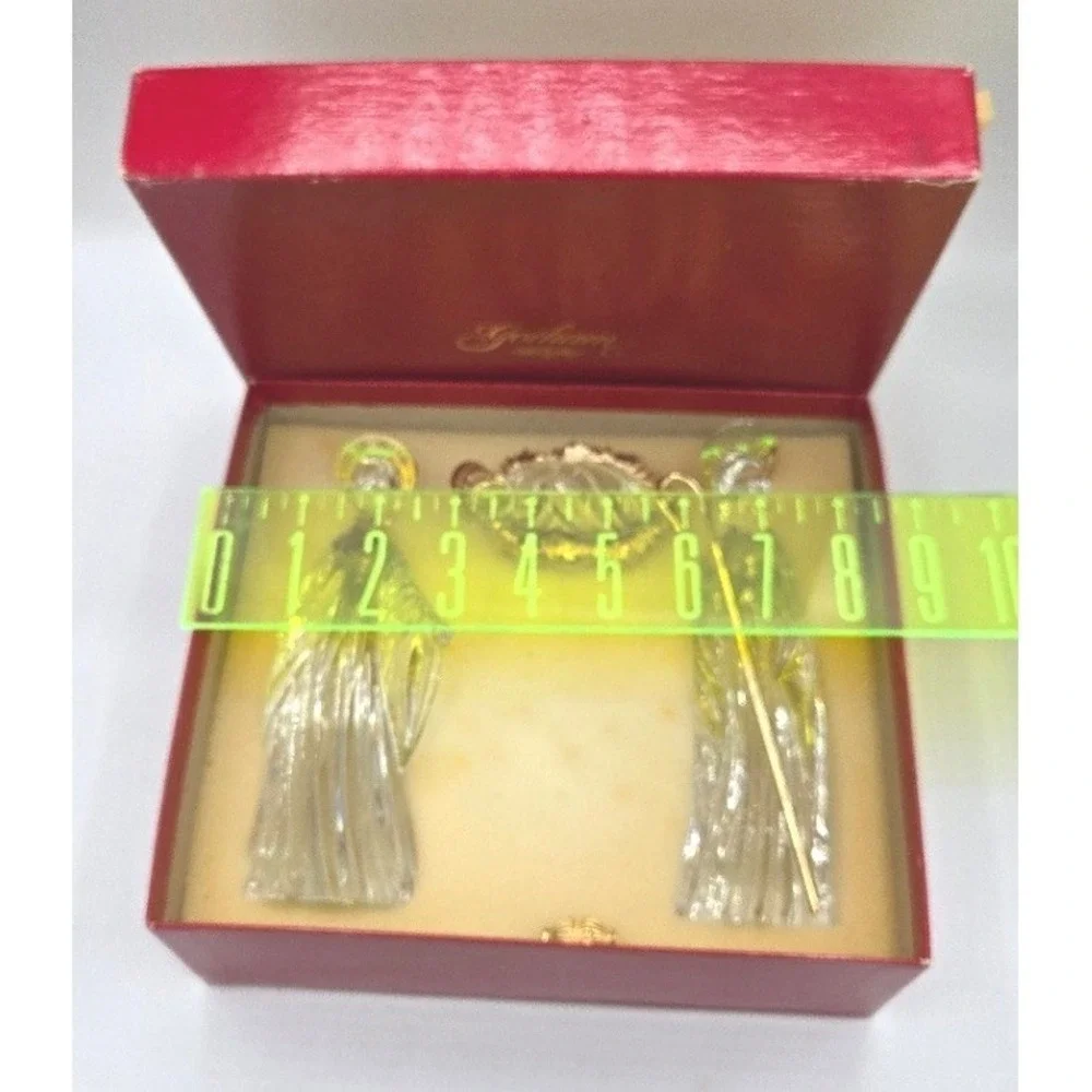 Gorham Full Lead Crystal 3-Piece Nativity‎ Set with Gold Trim